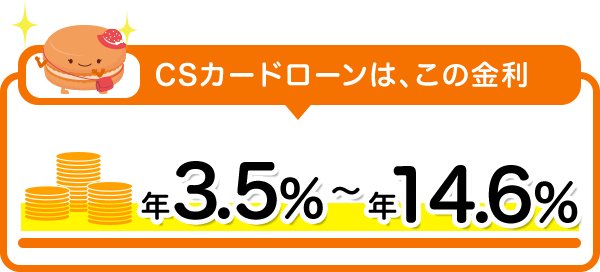 CSカードローンは、この金利 年3.5〜年14.6%