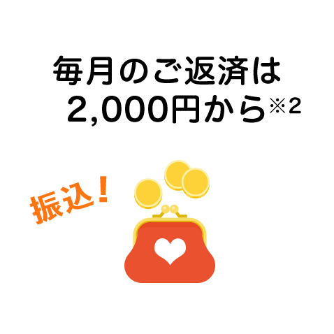 毎月のご返済は2,000円から