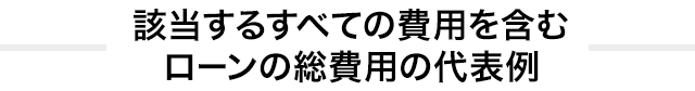 該当するすべての費用を含むローンの総費用の代表例